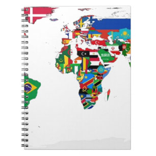 Geknoopte wereld - Kaart van vlaggen van de wereld Notitieboek