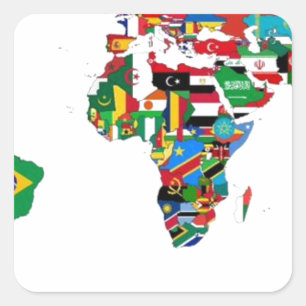 Geknoopte wereld - Kaart van vlaggen van de wereld Vierkante Sticker