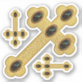 Geknopte kruisen met 5 namaak-bloedstenen - Contou Sticker