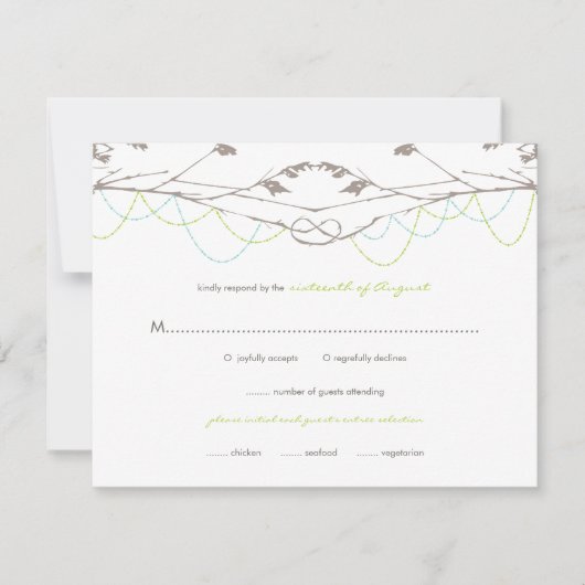 Geknoteerde Love Trees Branches Wedding RSVP Card (Voorkant)