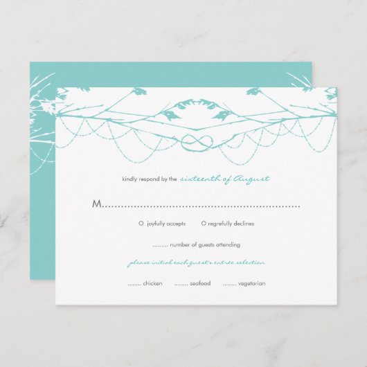 Geknoteerde Love Trees Branches Wedding RSVP Card (Voorkant / Achterkant)