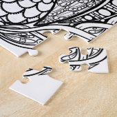 Geknoteerde Mandala Owl Black en White Legpuzzel (Zijkant)
