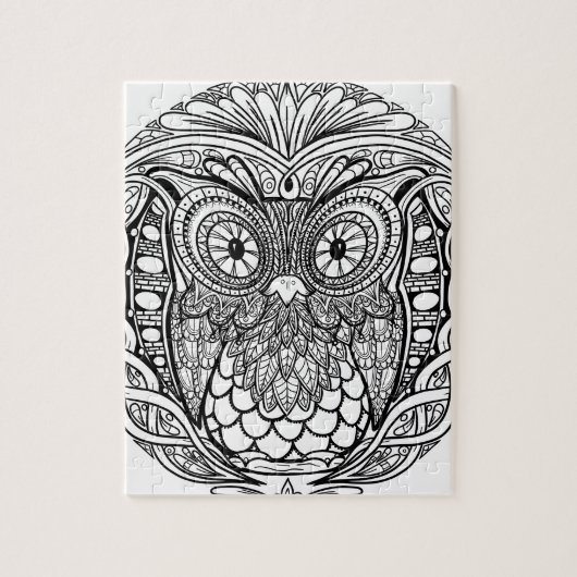 Geknoteerde Mandala Owl Black en White Legpuzzel (Verticaal)