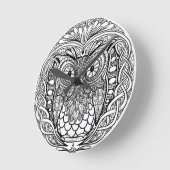 Geknoteerde Mandala Owl Black en White Ronde Klok (Hoek)