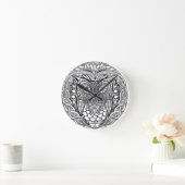 Geknoteerde Mandala Owl Black en White Ronde Klok (Huis)