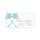 Geknoteerde palm Trees harten Tropische bruiloft Etiket (Voorkant)