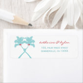 Geknoteerde palm Trees harten Tropische bruiloft Etiket (Insitu)