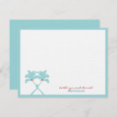 Geknoteerde palmbomen harten Tropisch strand bruil Bedankkaart (Voorkant / Achterkant)