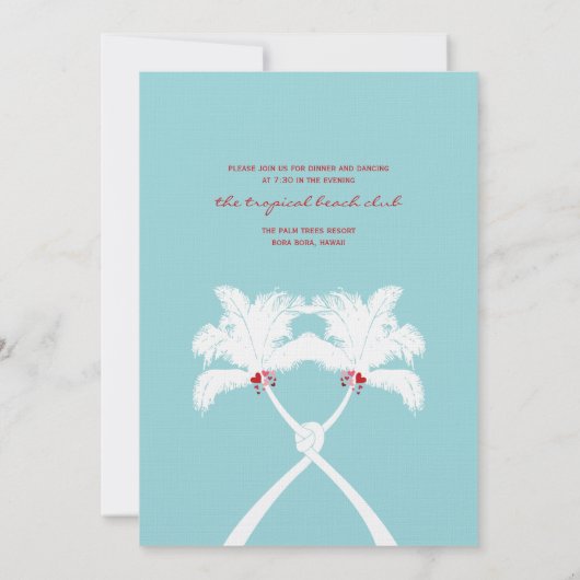 Geknoteerde palmbomen harten Tropisch strand bruil Kaart (Achterkant)