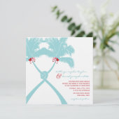 Geknoteerde palmbomen harten Tropisch strand bruil Kaart (Staand voorkant)