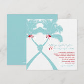 Geknoteerde palmbomen harten Tropisch strand bruil Kaart (Voorkant / Achterkant)