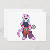 Geko als Mechanic met WFrench Briefkaart (Voorkant / Achterkant)