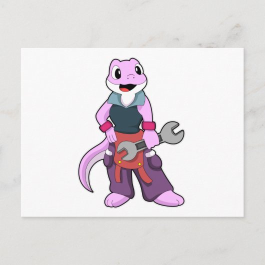 Geko als Mechanic met WFrench Briefkaart (Voorkant)