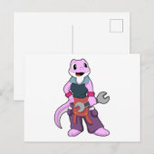 Geko als Mechanicien met Sleutel Briefkaart (Voorkant / Achterkant)