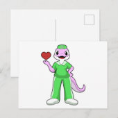 Geko als verpleegster met hart briefkaart (Voorkant / Achterkant)