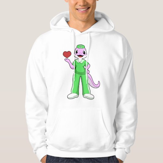 Geko als verpleegster met hart hoodie (Voorkant)