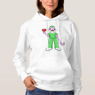 Geko als verpleegster met hart hoodie