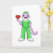 Geko als verpleegster met hart kaart (Gele Bloem)