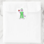 Geko als verpleegster met hart vierkante sticker (Tas)