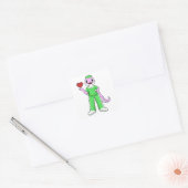 Geko als verpleegster met hart vierkante sticker (Envelop)