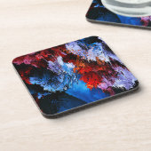 Gekoeld Inferno Blauw Rood Hedendaagse Abstracte K Bier Onderzetter (Linkerzijde)