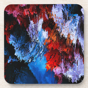 Gekoeld Inferno Blauw Rood Hedendaagse Abstracte K Bier Onderzetter