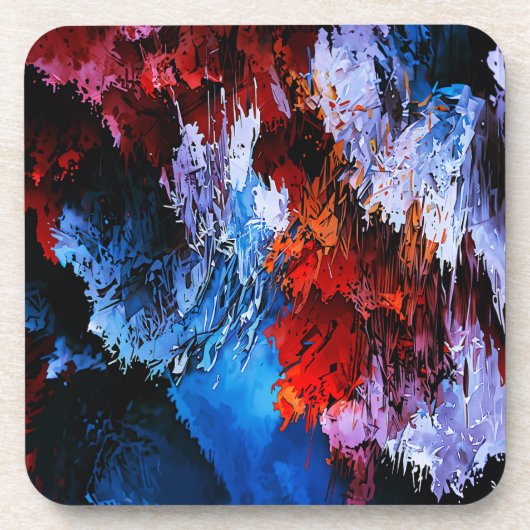 Gekoeld Inferno Blauw Rood Hedendaagse Abstracte K Bier Onderzetter (Voorkant)