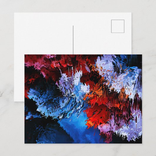 Gekoeld Inferno Blauw Rood Hedendaagse Abstracte K Briefkaart (Voorkant / Achterkant)