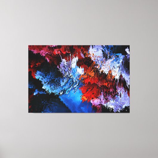 Gekoeld Inferno Blauw Rood Hedendaagse Abstracte K Canvas Afdruk (Voorkant)
