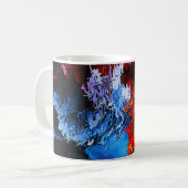 Gekoeld Inferno Blauw Rood Hedendaagse Abstracte K Koffiemok (Voorkant links)
