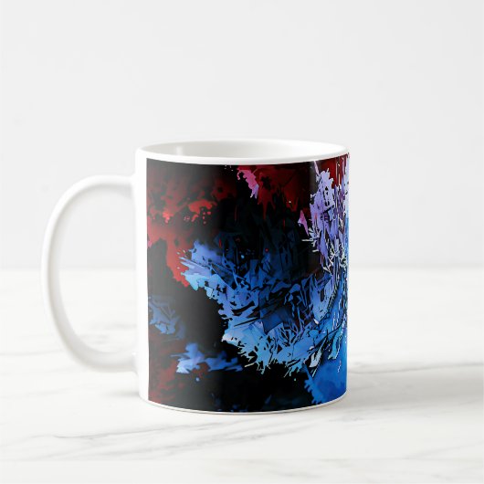 Gekoeld Inferno Blauw Rood Hedendaagse Abstracte K Koffiemok (Links)