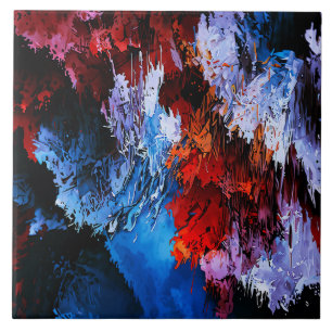 Gekoeld Inferno Blauw Rood Hedendaagse Abstracte K Tegeltje