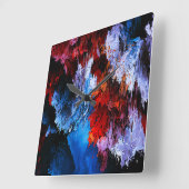 Gekoeld Inferno Blauw Rood Hedendaagse Abstracte K Vierkante Klok (Hoek)