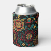 Gekoelde cyaan "Heritage-Inspired Patterns" Foam C Blikjeskoeler (Blikje Voorkant)