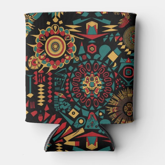 Gekoelde cyaan "Heritage-Inspired Patterns" Foam C Blikjeskoeler (Voorkant)