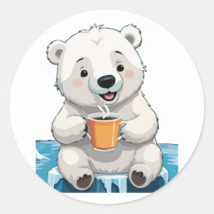 Gekoelde drankpauze van cool polair Beer Ronde Sticker