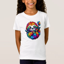 Gekoelde luiaard in regenboogvibes t-shirt