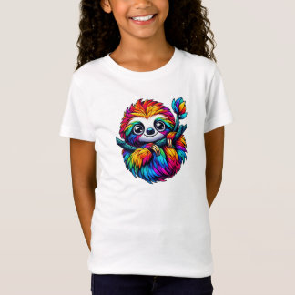 Gekoelde luiaard in regenboogvibes t-shirt