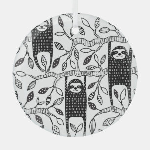 Gekoelde luiaards: schattig dierlijk patroon. glas ornament