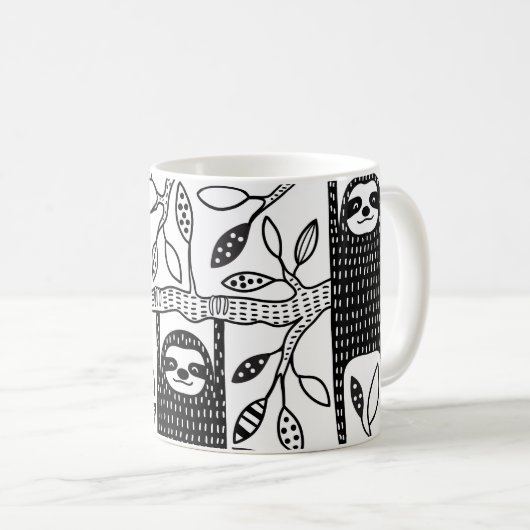 Gekoelde luiaards: schattig dierlijk patroon. koffiemok (Voorkant rechts)