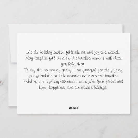 Gekoesterde momenten en gelach: een vrolijk kerstf feestdagenkaart (Achterkant)