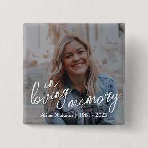 Gekoesterde momenten Memorial Vierkante Button 5,1 Cm