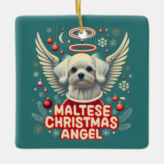 Gekoesterde vakantie charme Maltese kerst engel Keramisch Ornament (Voorkant)