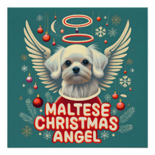 Gekoesterde vakantie charme Maltese kerst engel Perfect Poster