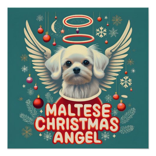 Gekoesterde vakantie charme Maltese kerst engel Perfect Poster (Voorkant)