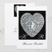 GEKONFITTUREERDE HART MONOGRAM gevoeld papier Kaart (Voorkant / Achterkant)