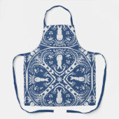 Gekookt blauw en wit konijnenpatroonvogel schort (Voorkant)