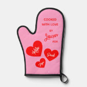 Gekookt met liefde gepersonaliseerd roze ovenwant (Voorkant)