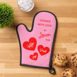 Gekookt met liefde gepersonaliseerd roze ovenwant
