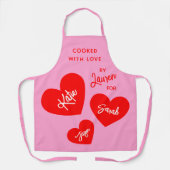 Gekookt met liefde gepersonaliseerd roze schort (Voorkant)